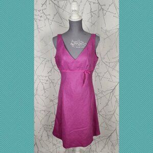 Planet Pink 100% Linen Empire Waist Mid Dress